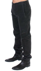 GF Ferre Black Corduroy Cotton Straight Fit Pants -   -  GF Ferre.