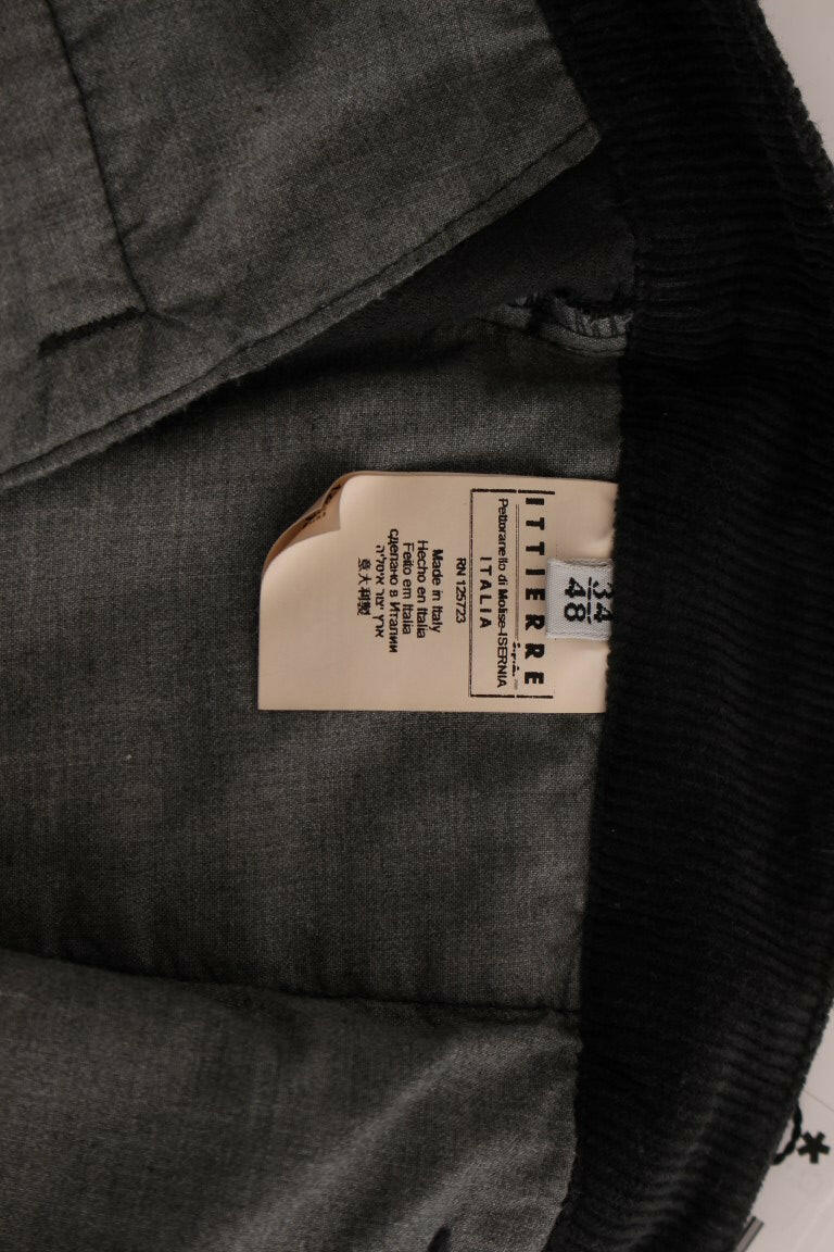 GF Ferre Black Corduroy Cotton Straight Fit Pants -   -  GF Ferre.