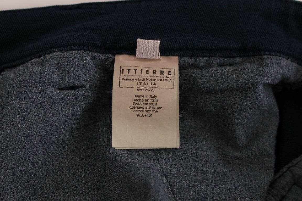 GF Ferre Blue Stretch Straight Fit Pants Chinos -   -  GF Ferre.