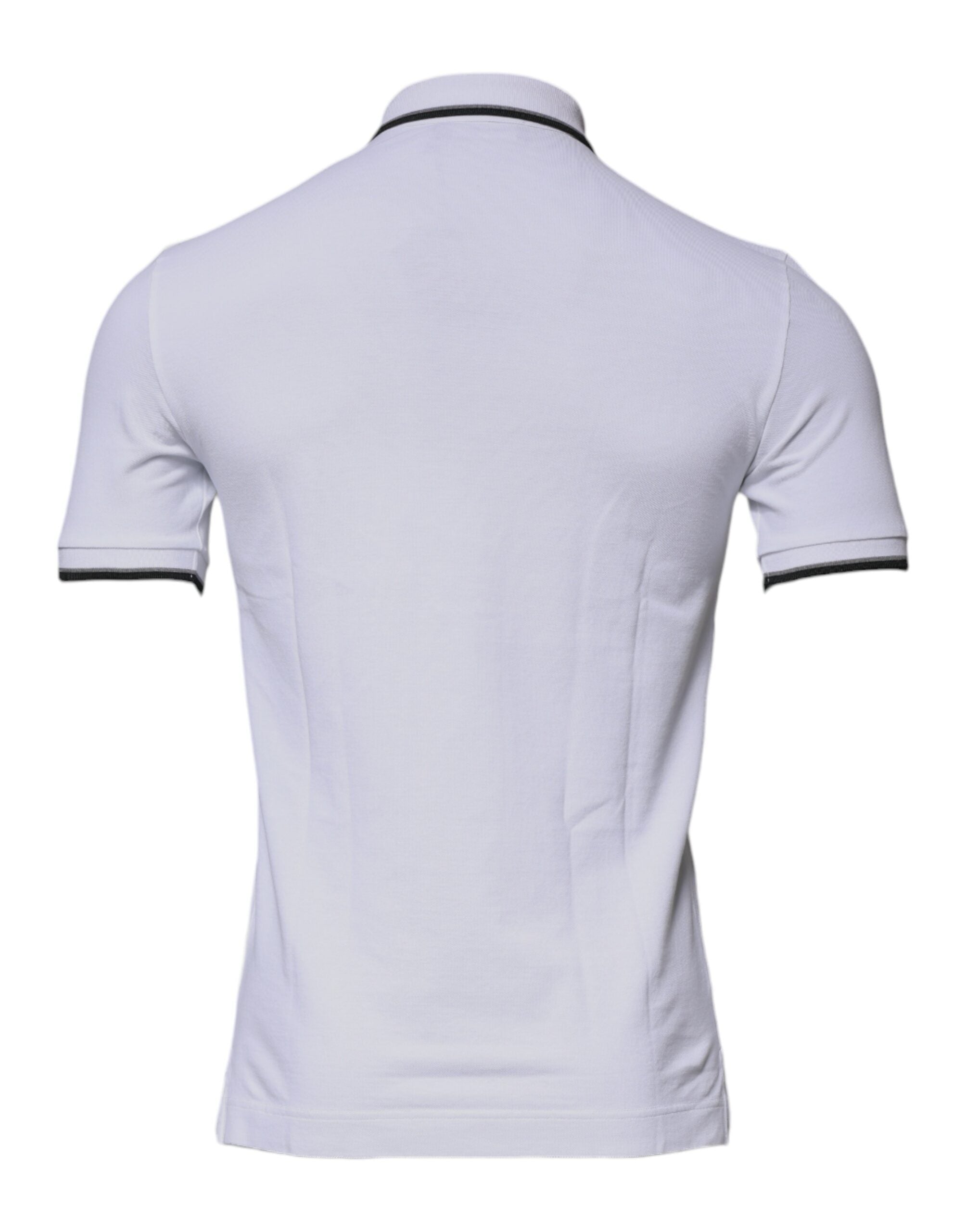 Dolce & Gabbana White Cotton Crown Collared Polo T-shirt -   -  Dolce & Gabbana.