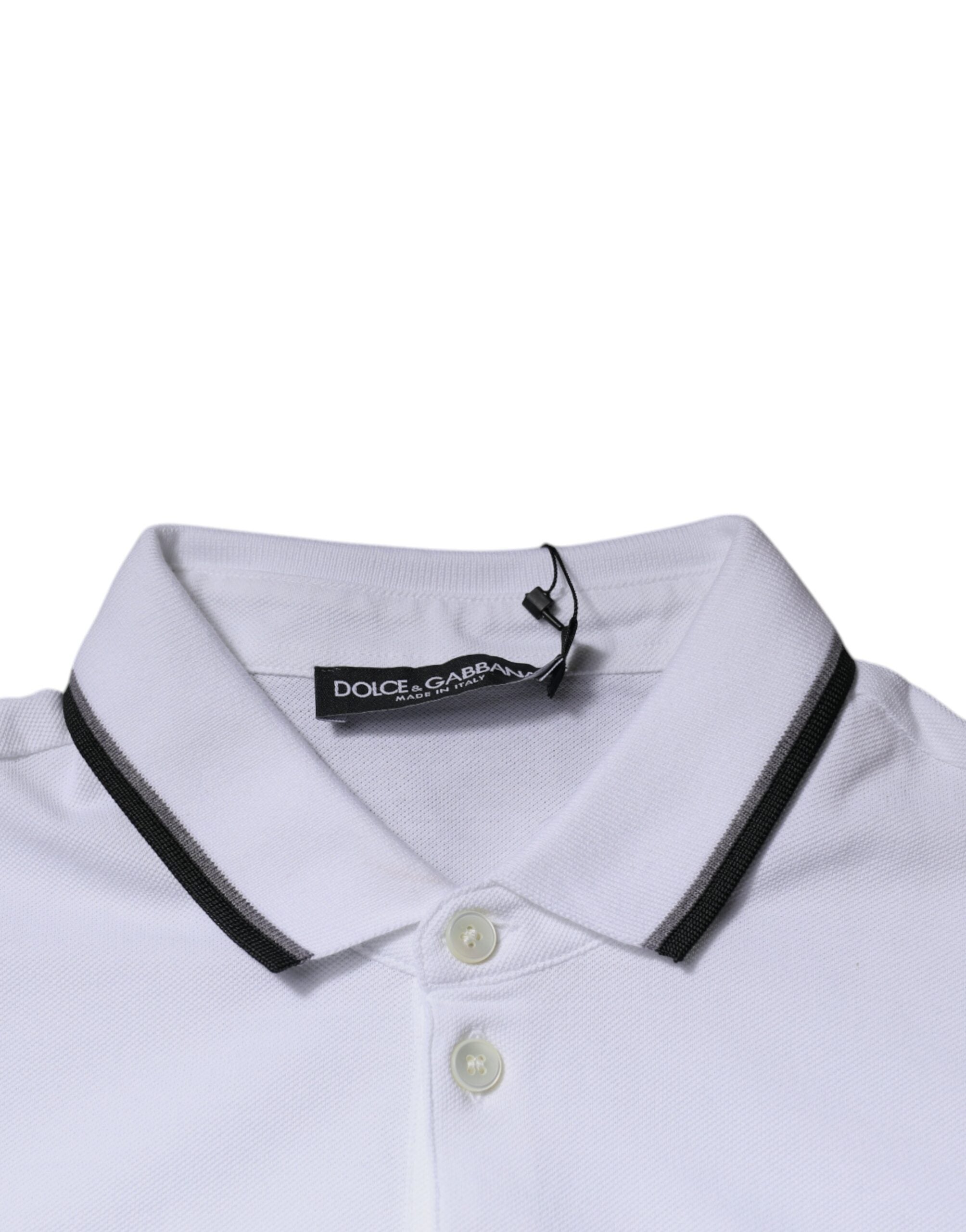 Dolce & Gabbana White Cotton Crown Collared Polo T-shirt -   -  Dolce & Gabbana.