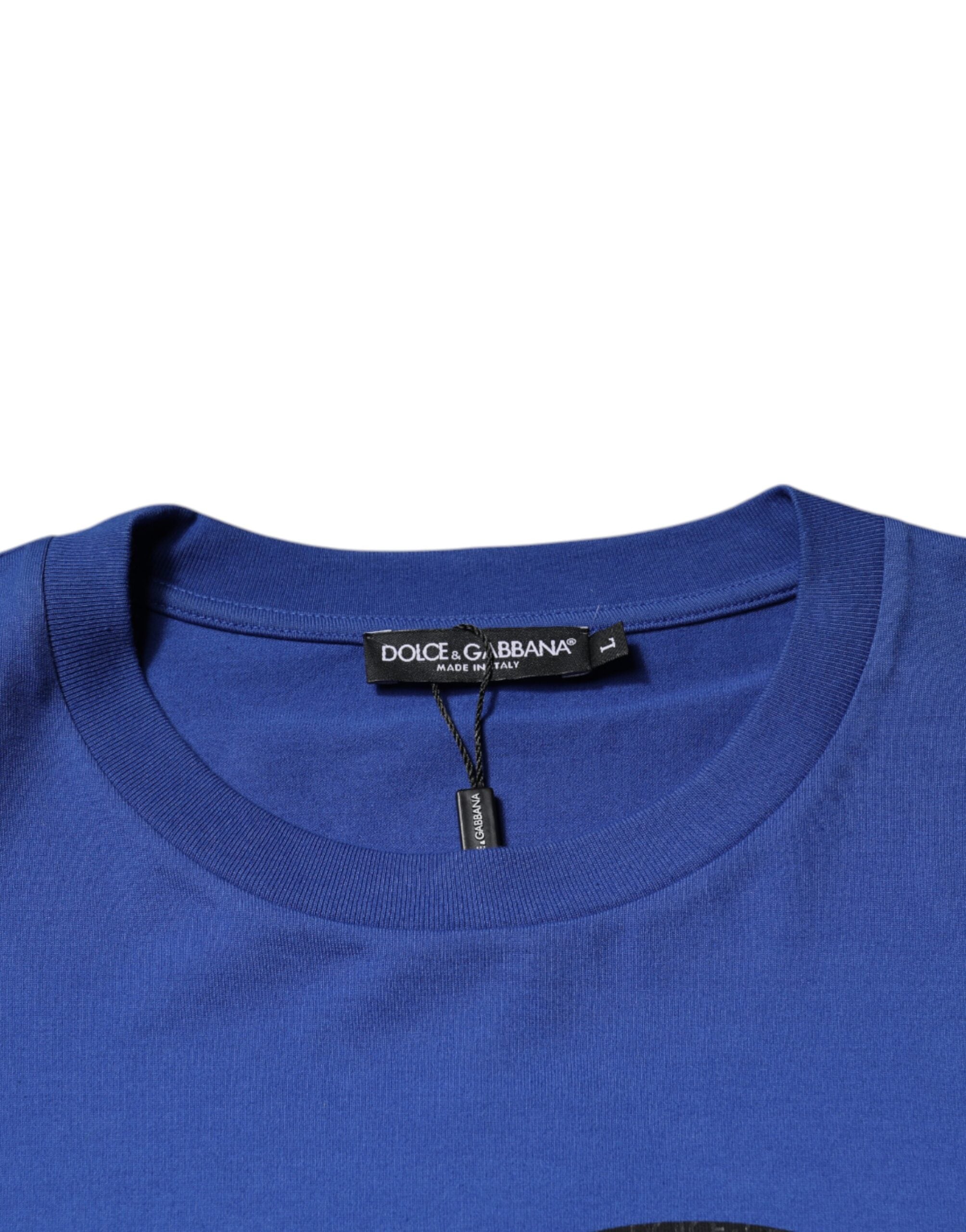 Dolce & Gabbana Blue Logo Print Cotton Men Crew Neck T-shirt -   -  Dolce & Gabbana.
