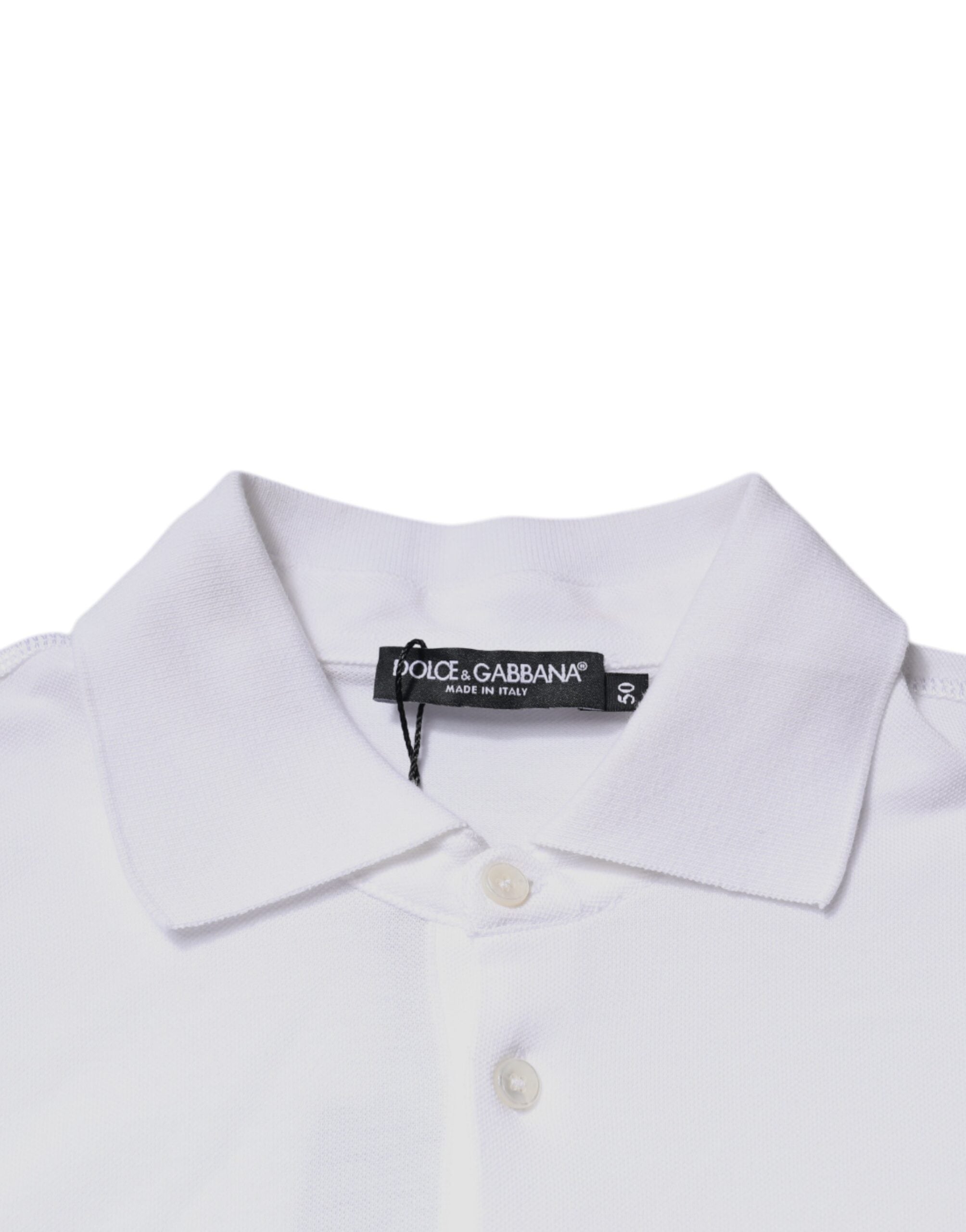 Dolce & Gabbana White Cotton Logo Plaque Collared Polo T-shirt -   -  Dolce & Gabbana.