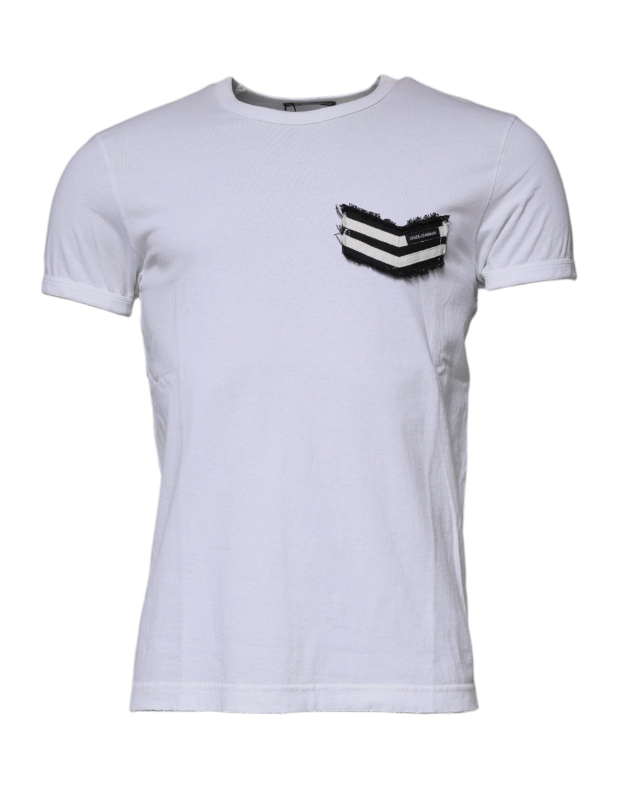 Dolce & Gabbana White Stripes Crew Neck Short Sleeves T-shirt -   -  Dolce & Gabbana.