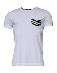Dolce & Gabbana White Stripes Crew Neck Short Sleeves T-shirt -   -  Dolce & Gabbana.