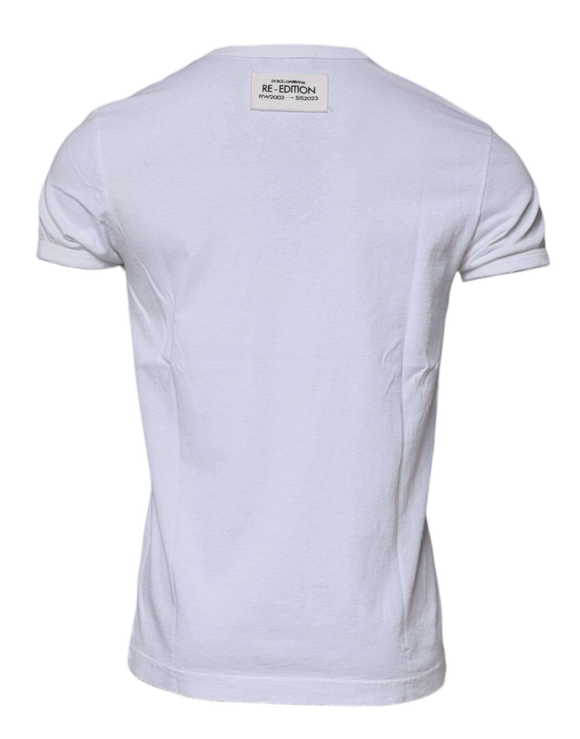 Dolce & Gabbana White Stripes Crew Neck Short Sleeves T-shirt -   -  Dolce & Gabbana.