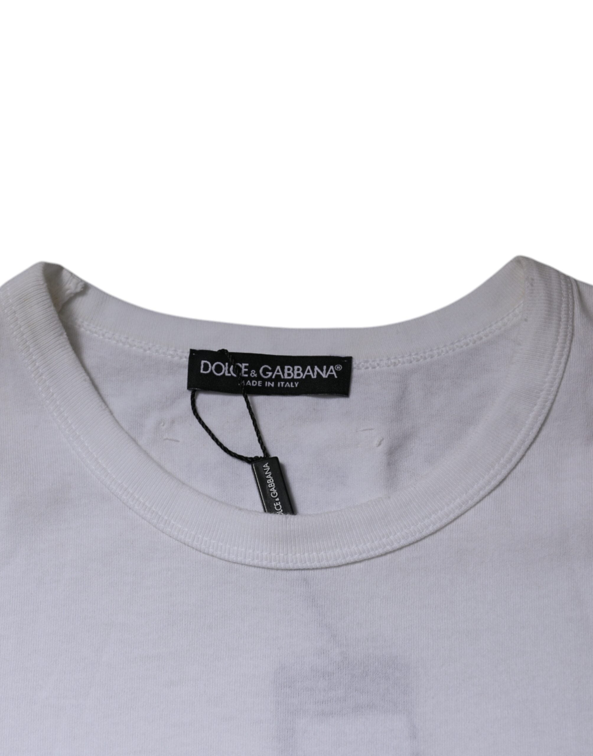 Dolce & Gabbana White Stripes Crew Neck Short Sleeves T-shirt -   -  Dolce & Gabbana.