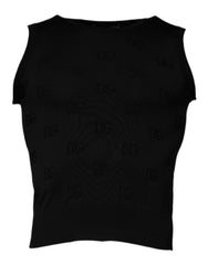 Dolce & Gabbana Black Silk Round Neck Sleeveless T-shirt -   -  Dolce & Gabbana.