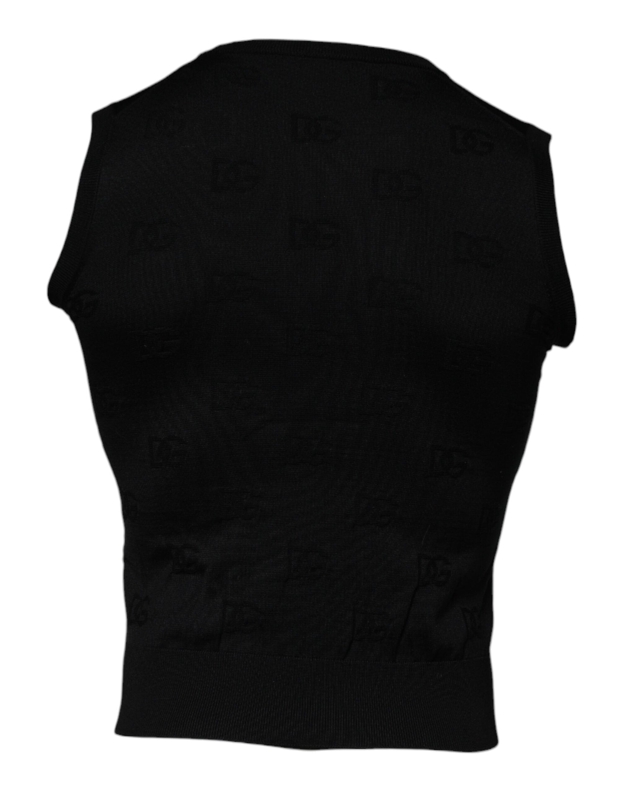 Dolce & Gabbana Black Silk Round Neck Sleeveless T-shirt -   -  Dolce & Gabbana.