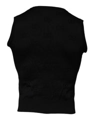 Dolce & Gabbana Black Silk Round Neck Sleeveless T-shirt -   -  Dolce & Gabbana.