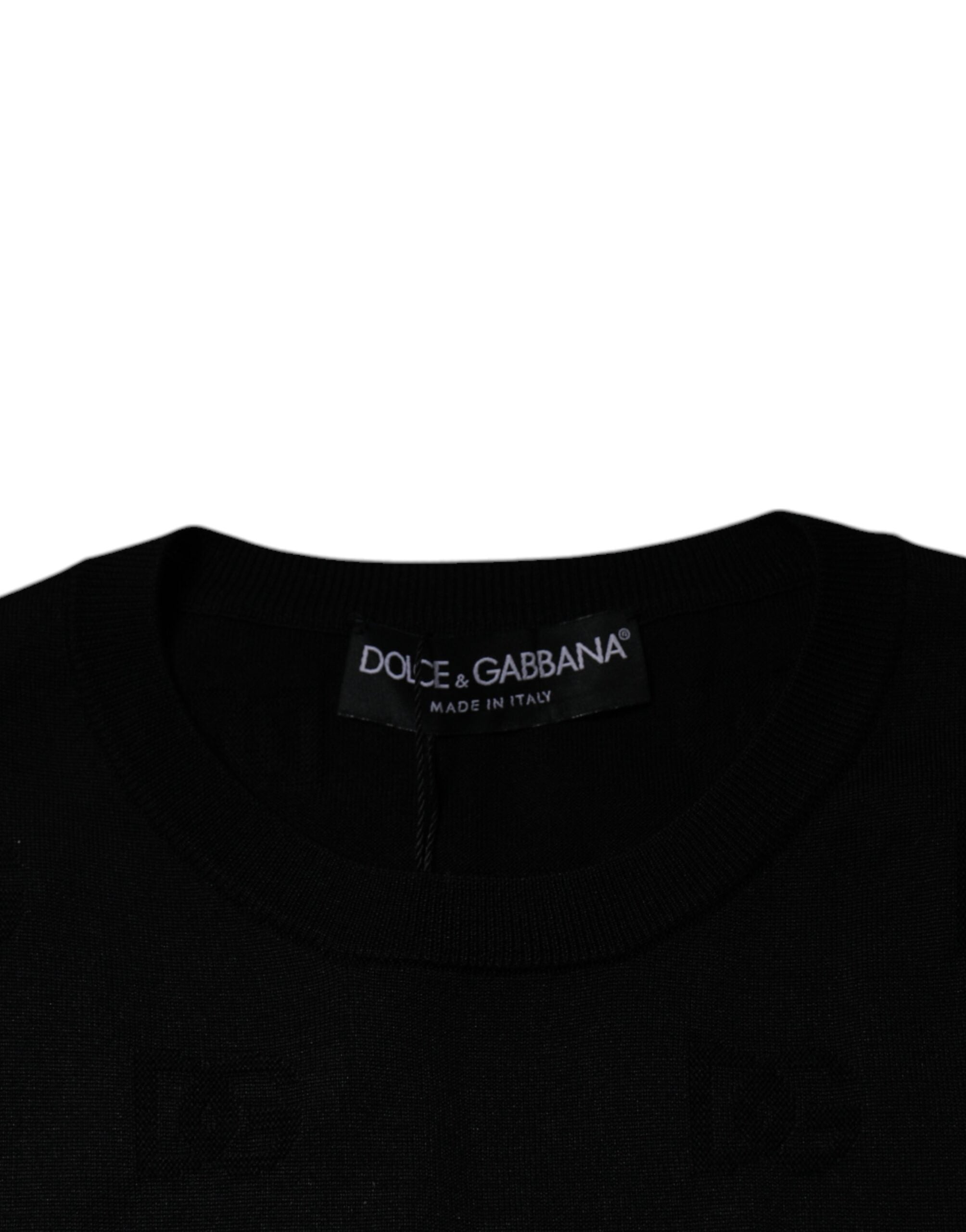 Dolce & Gabbana Black Silk Round Neck Sleeveless T-shirt -   -  Dolce & Gabbana.