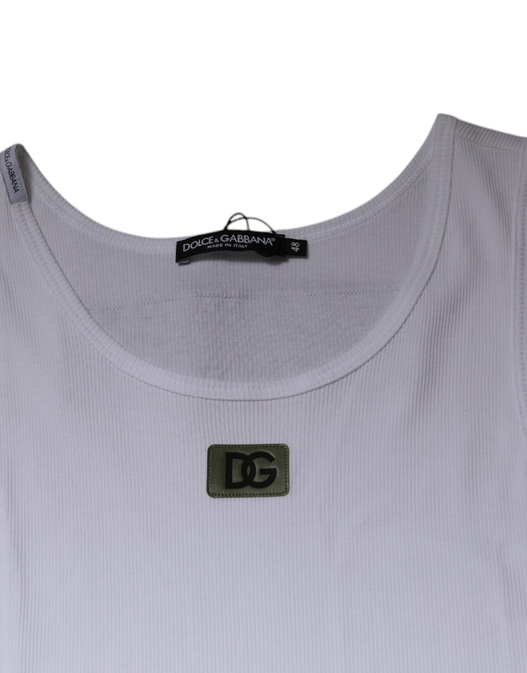 Dolce & Gabbana White Cotton Round Neck Sleeveless T-shirt -   -  Dolce & Gabbana.