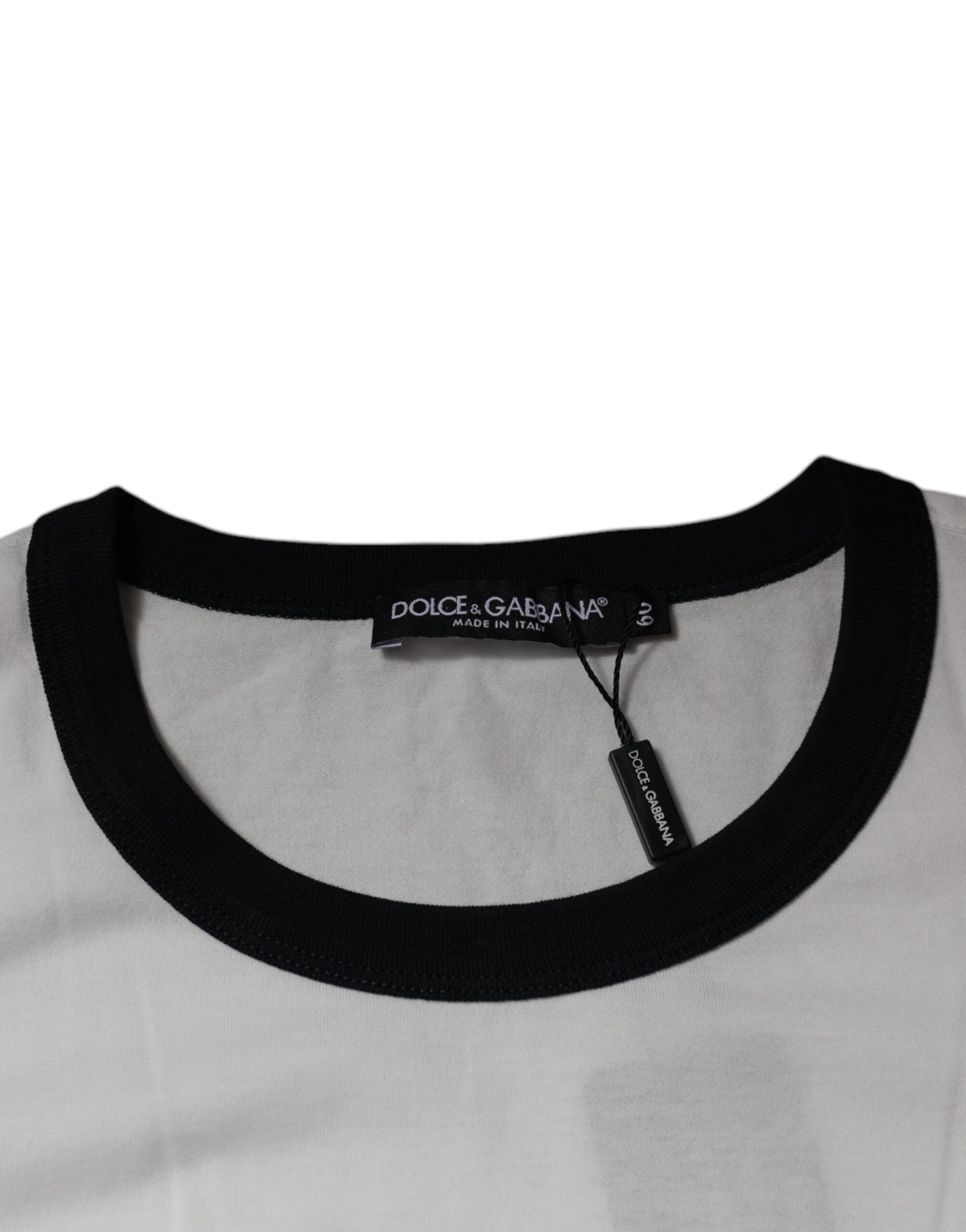 Dolce & Gabbana White Graphic Print Cotton Crew Neck T-shirt -   -  Dolce & Gabbana.