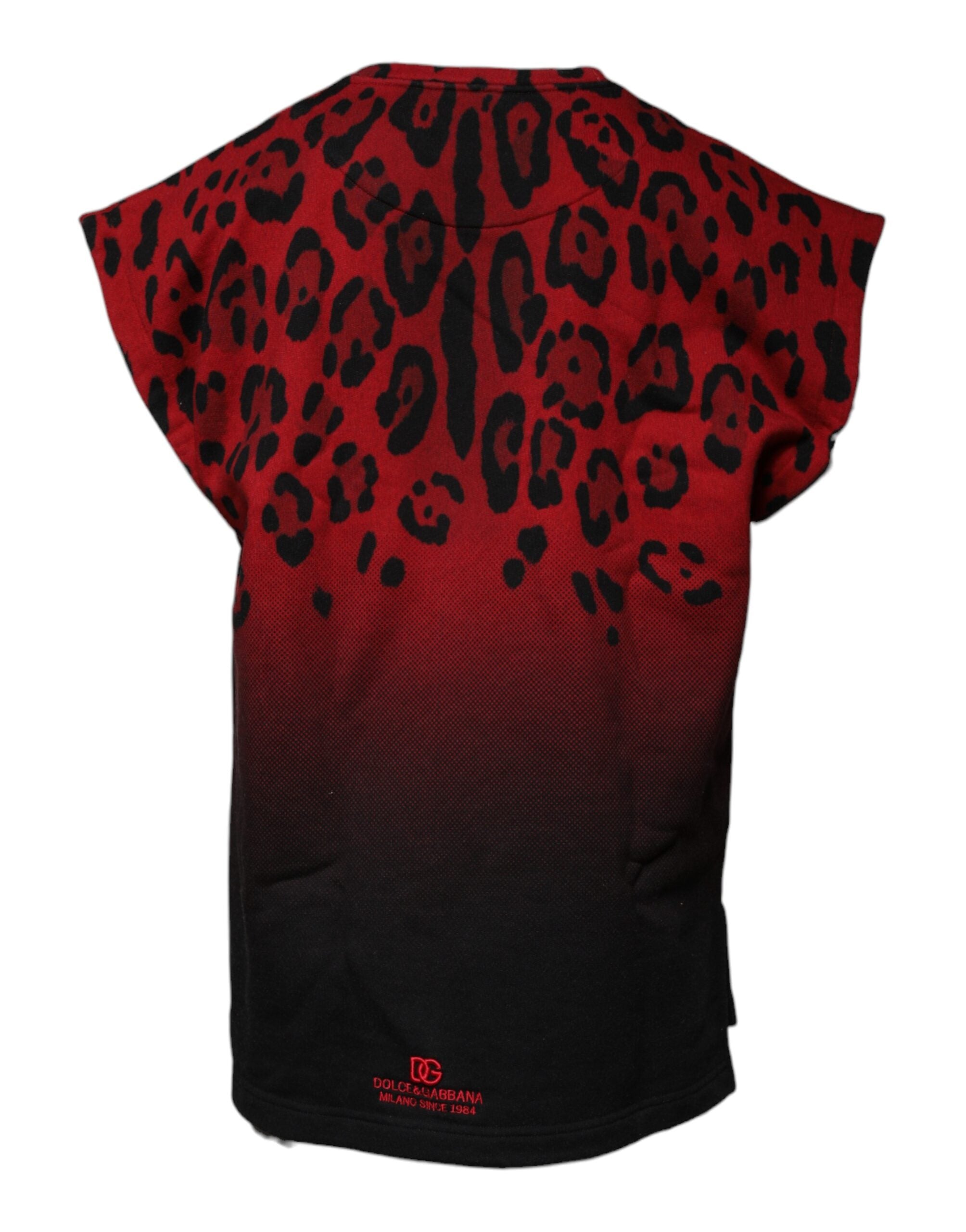 Dolce & Gabbana Red Leopard Print Cotton Sleeveless T-shirt -   -  Dolce & Gabbana.