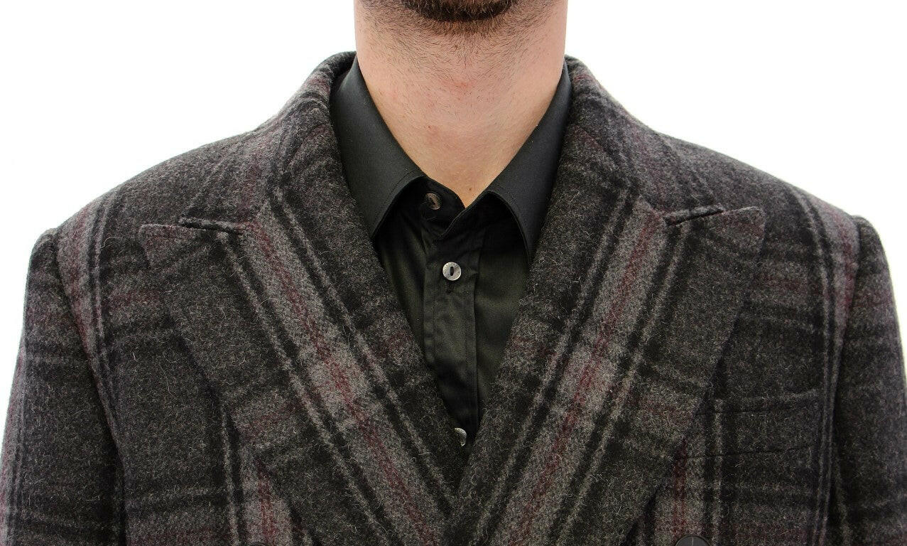 Dolce & Gabbana Gray Double Breasted Coat Jacket -   -  Dolce & Gabbana.