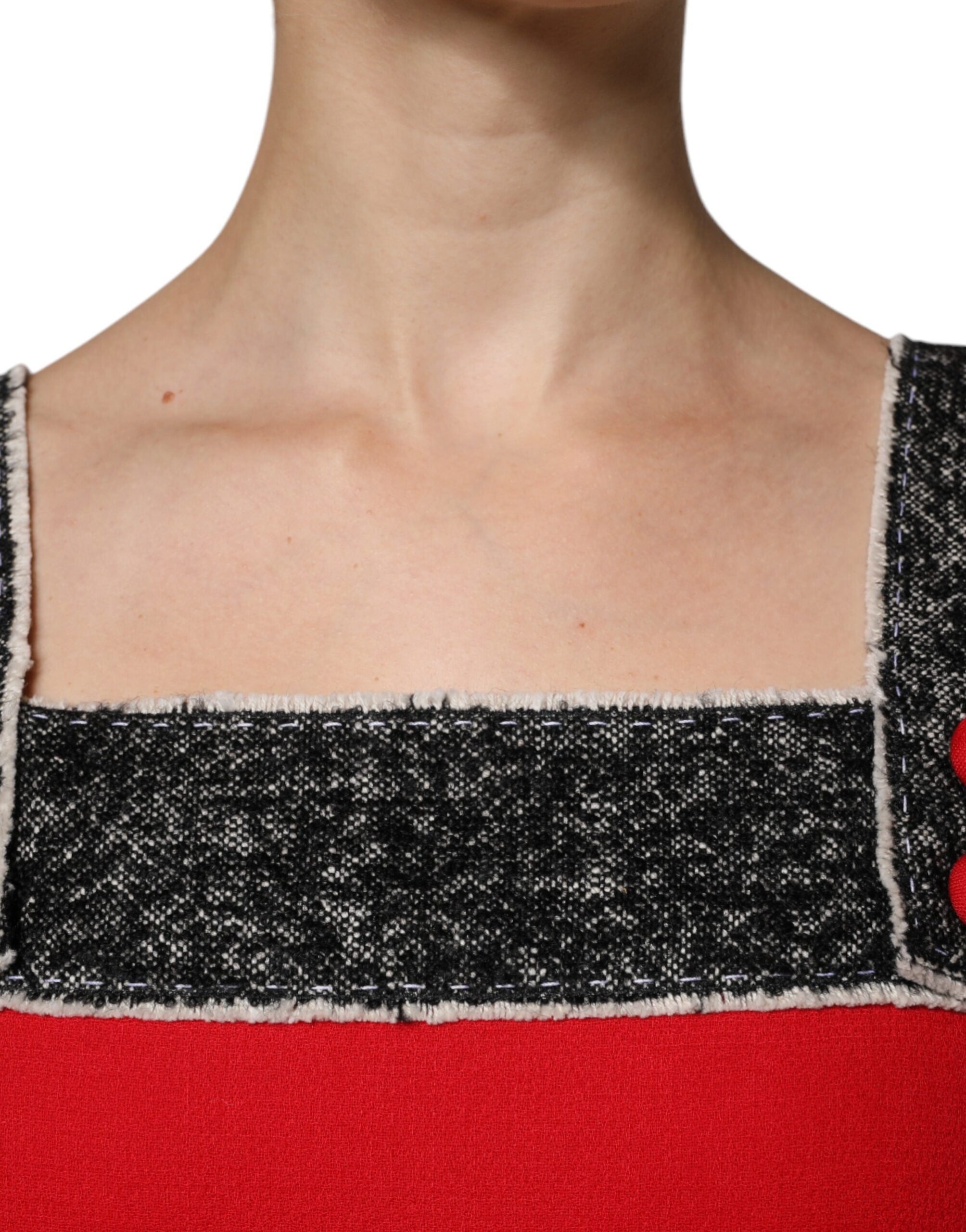 Dolce & Gabbana Red Wool Sleeveless A-line Flared Mini Dress -   -  Dolce & Gabbana.