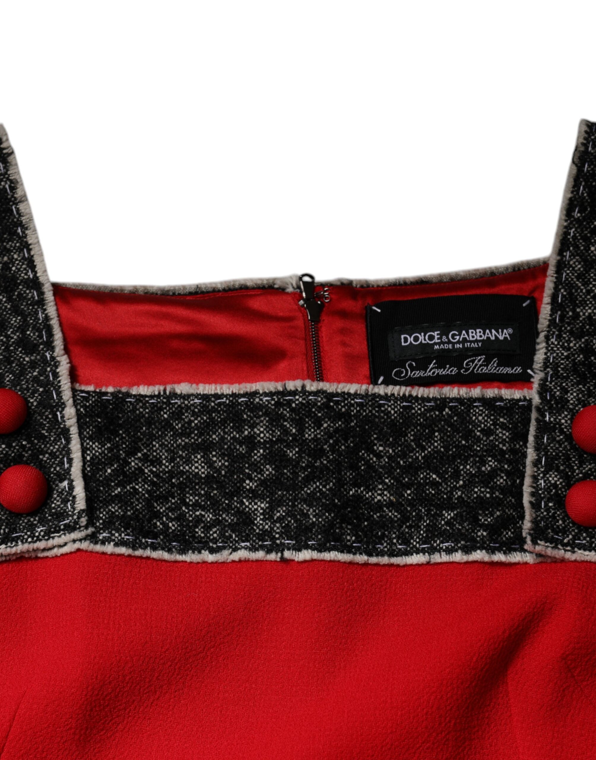 Dolce & Gabbana Red Wool Sleeveless A-line Flared Mini Dress -   -  Dolce & Gabbana.