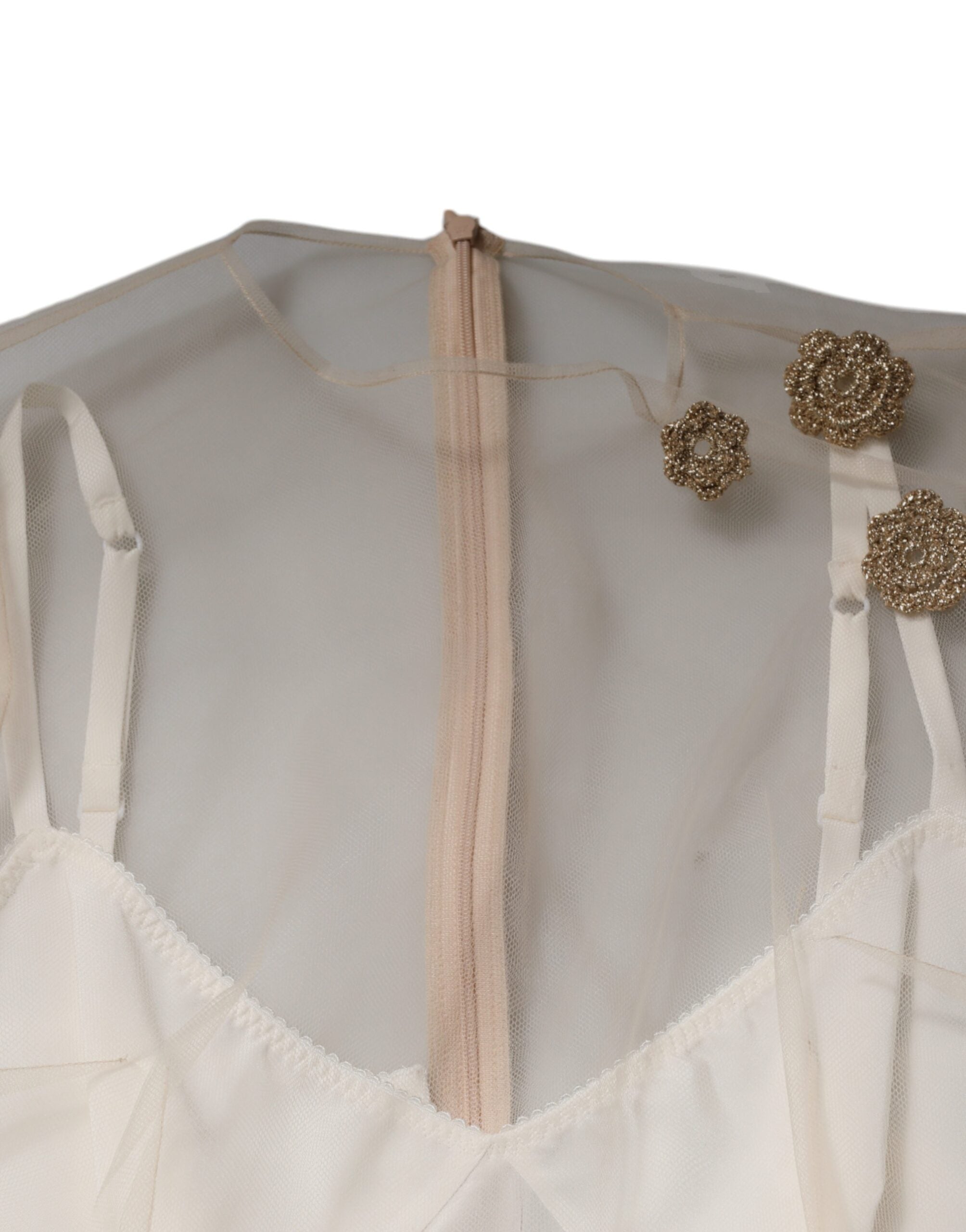 Dolce & Gabbana White Sheer Tulle Bustier Bodycon Midi Dress -   -  Dolce & Gabbana.