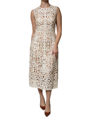 Dolce & Gabbana White Cut Out Leather Sleeveless Midi Dress -   -  Dolce & Gabbana.