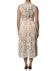 Dolce & Gabbana White Cut Out Leather Sleeveless Midi Dress -   -  Dolce & Gabbana.