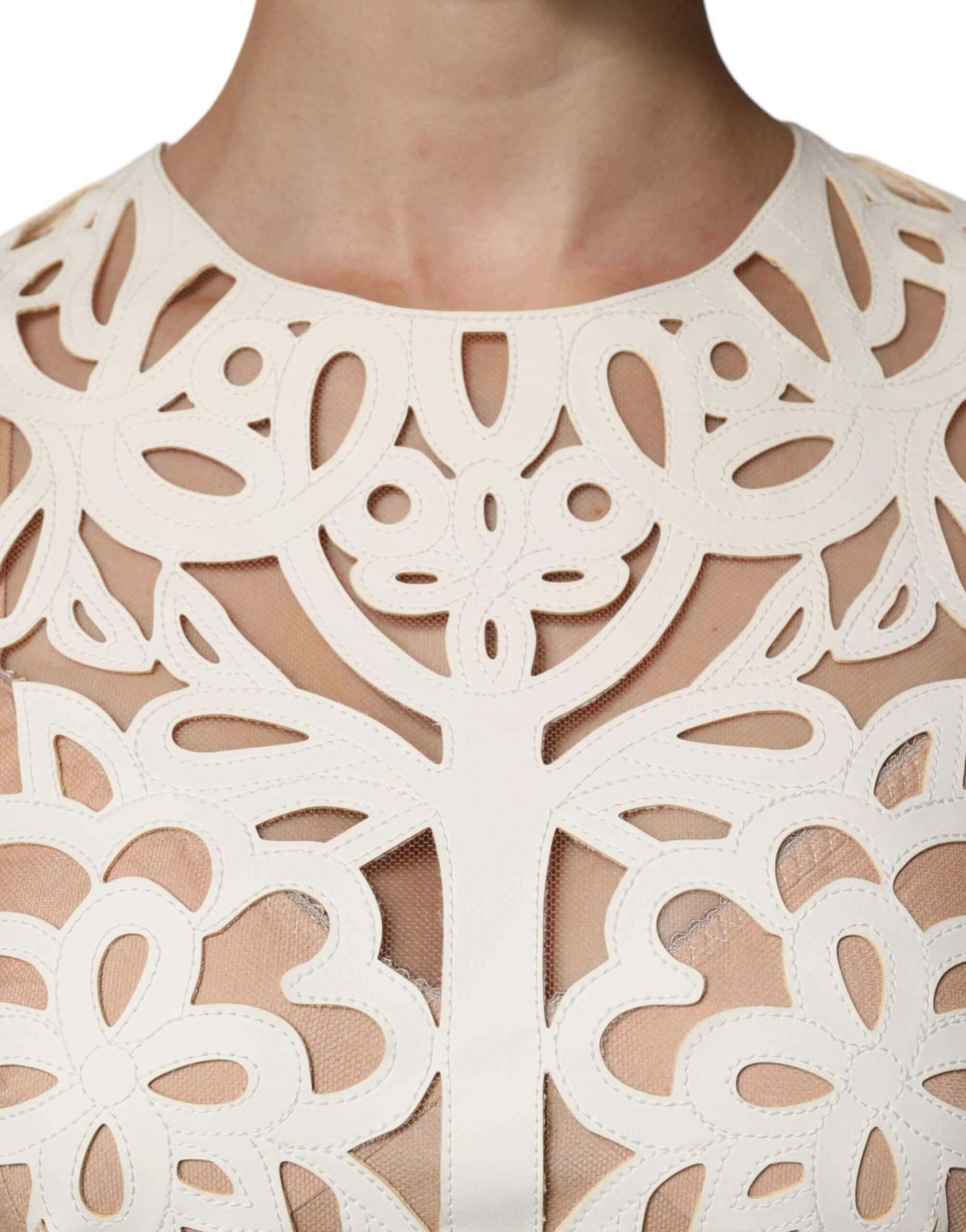 Dolce & Gabbana White Cut Out Leather Sleeveless Midi Dress -   -  Dolce & Gabbana.