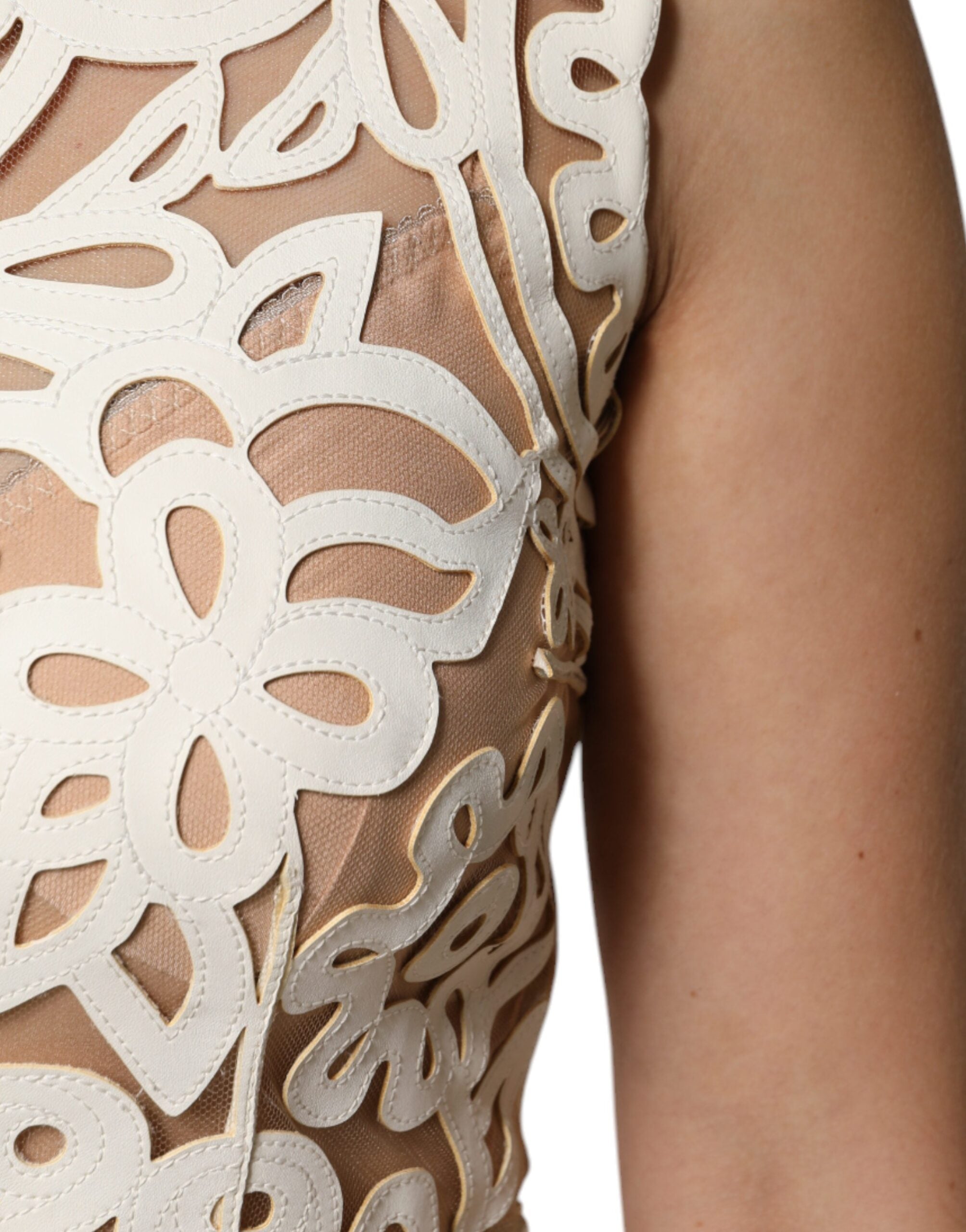Dolce & Gabbana White Cut Out Leather Sleeveless Midi Dress -   -  Dolce & Gabbana.