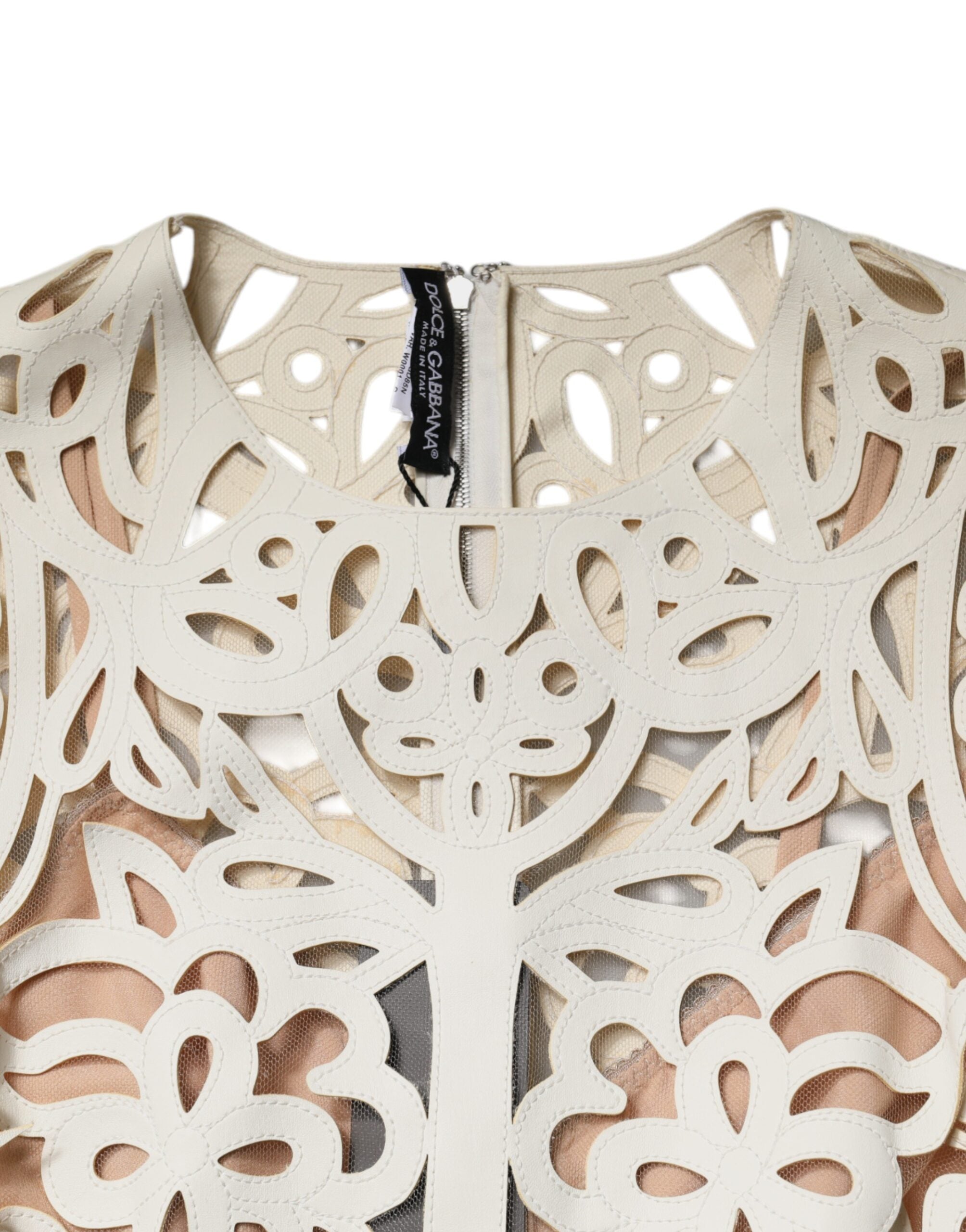 Dolce & Gabbana White Cut Out Leather Sleeveless Midi Dress -   -  Dolce & Gabbana.