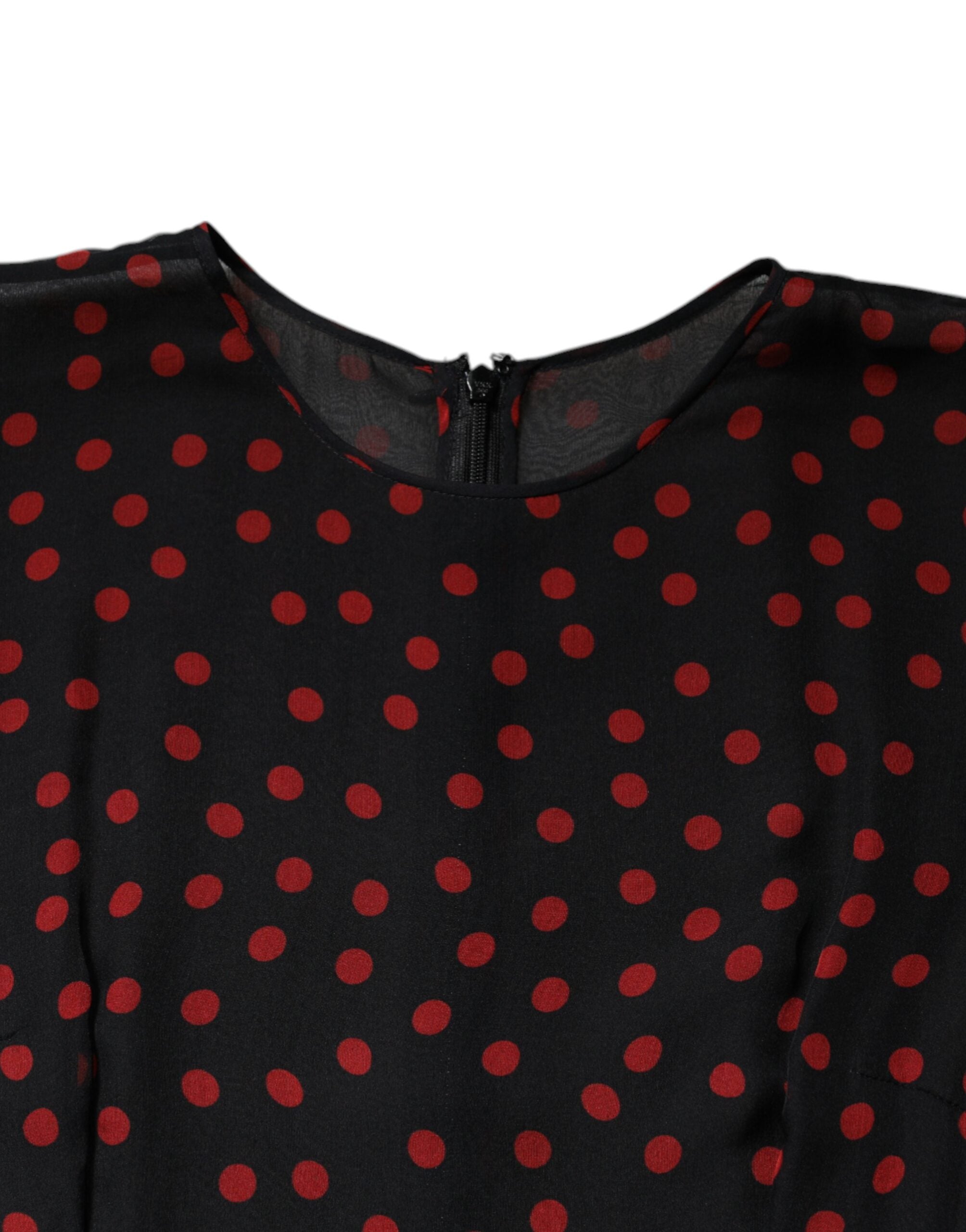 Dolce & Gabbana Black Red Polka Dot Silk Layered Midi Dress -   -  Dolce & Gabbana.