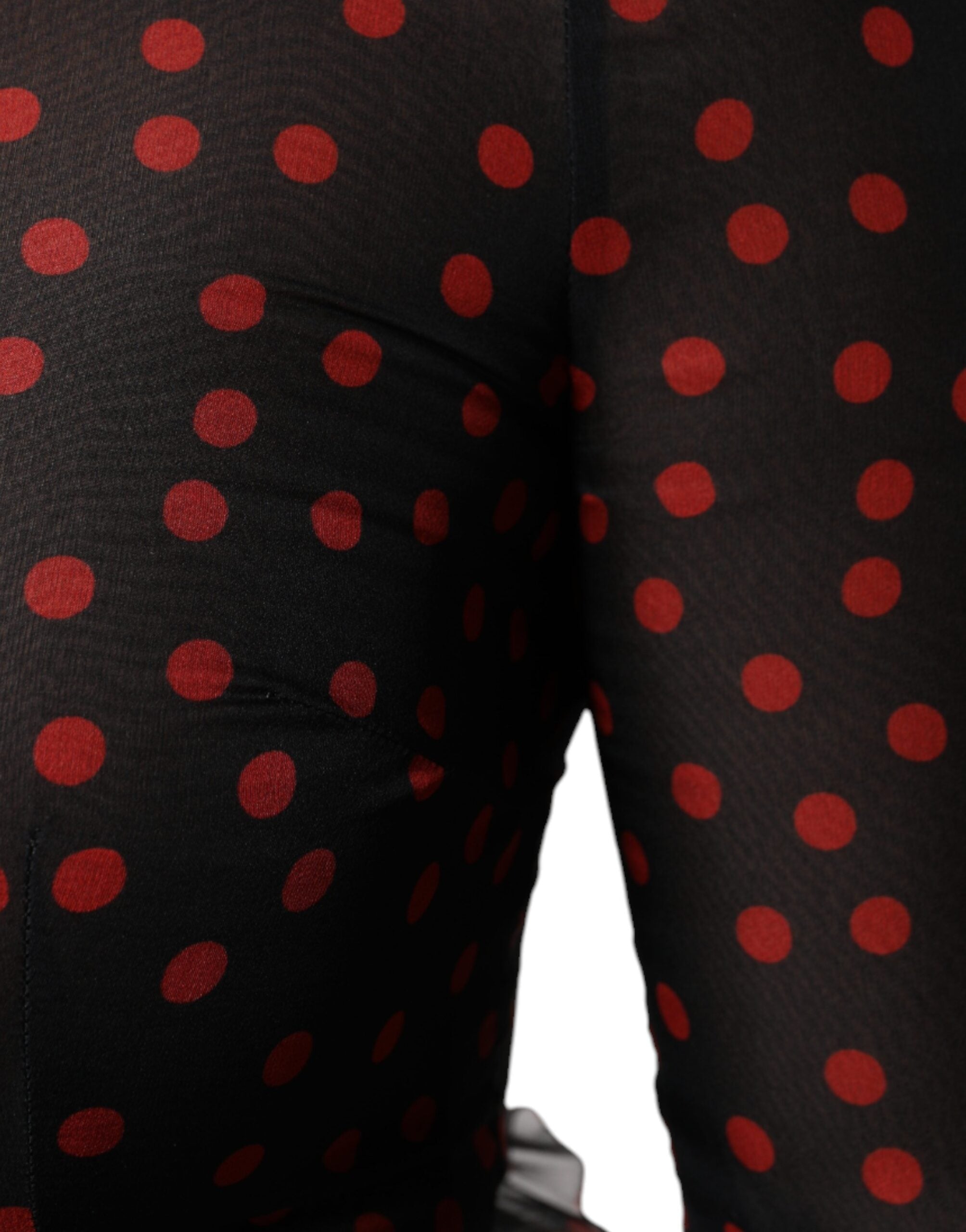 Dolce & Gabbana Black Red Polka Dot Silk Layered Midi Dress -   -  Dolce & Gabbana.