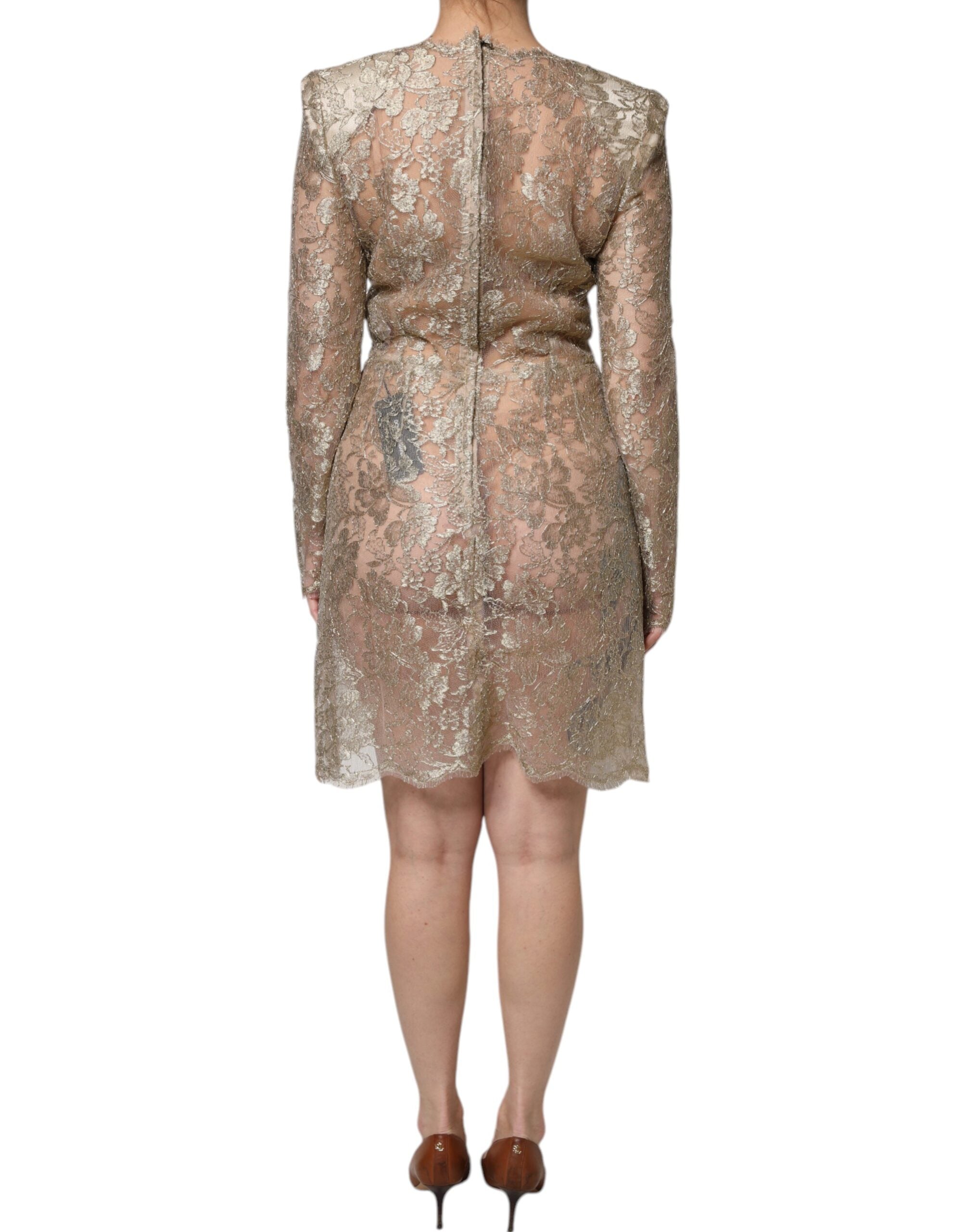 Dolce & Gabbana Gold Floral Lace A-line Sheath Mini Dress -   -  Dolce & Gabbana.