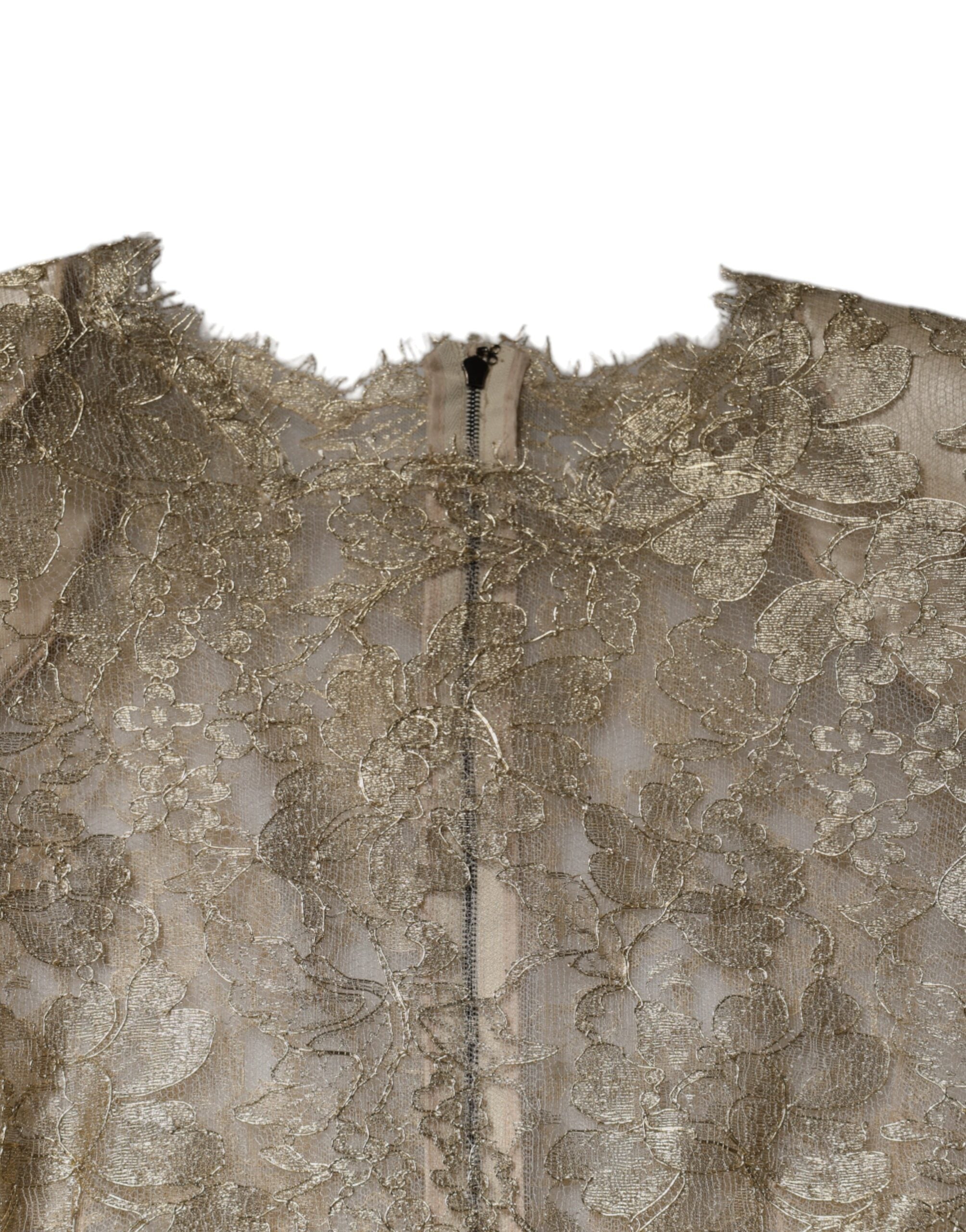 Dolce & Gabbana Gold Floral Lace A-line Sheath Mini Dress -   -  Dolce & Gabbana.