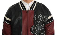 Dolce & Gabbana Leather Club Lounge Black Red Jacket -   -  Dolce & Gabbana.