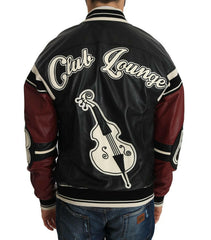 Dolce & Gabbana Leather Club Lounge Black Red Jacket -   -  Dolce & Gabbana.