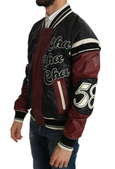 Dolce & Gabbana Leather Club Lounge Black Red Jacket -   -  Dolce & Gabbana.