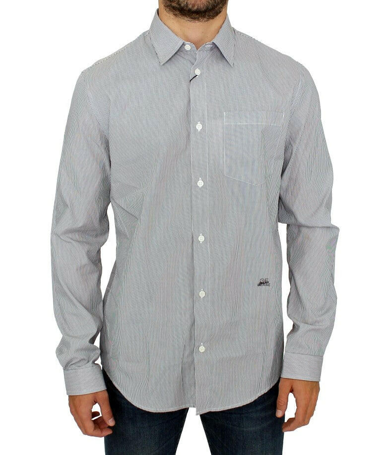 GF Ferre Gray Striped Cotton Casual Shirt -   -  GF Ferre.