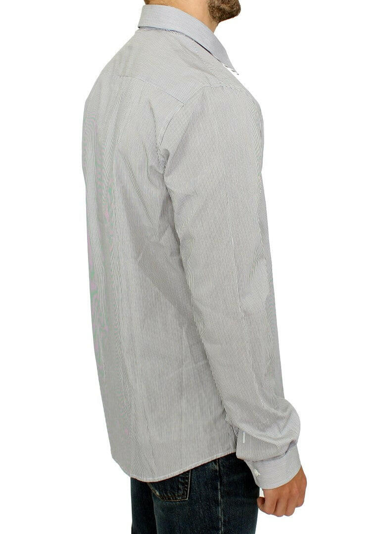 GF Ferre Gray Striped Cotton Casual Shirt -   -  GF Ferre.