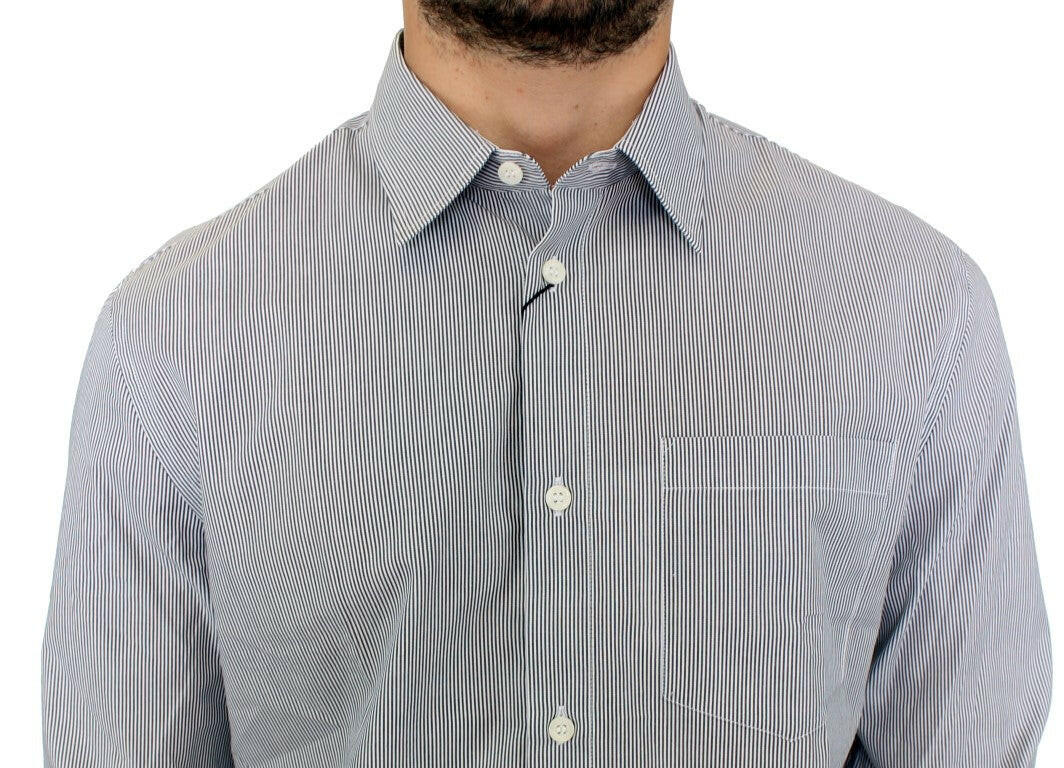 GF Ferre Gray Striped Cotton Casual Shirt -   -  GF Ferre.