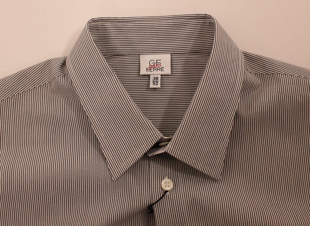 GF Ferre Gray Striped Cotton Casual Shirt -   -  GF Ferre.