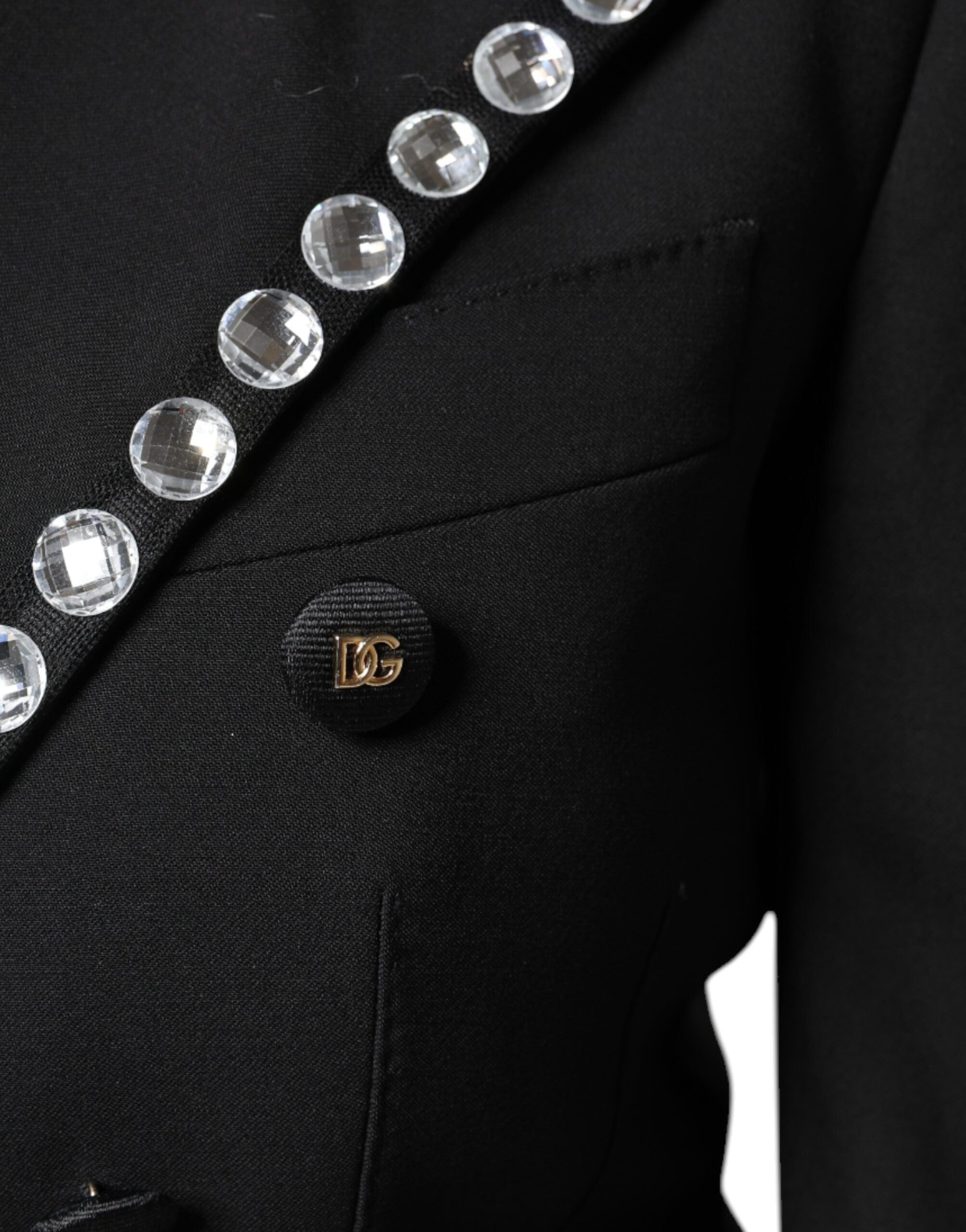 Dolce & Gabbana Black Crystal Double Breasted Blazer Jacket -   -  Dolce & Gabbana.