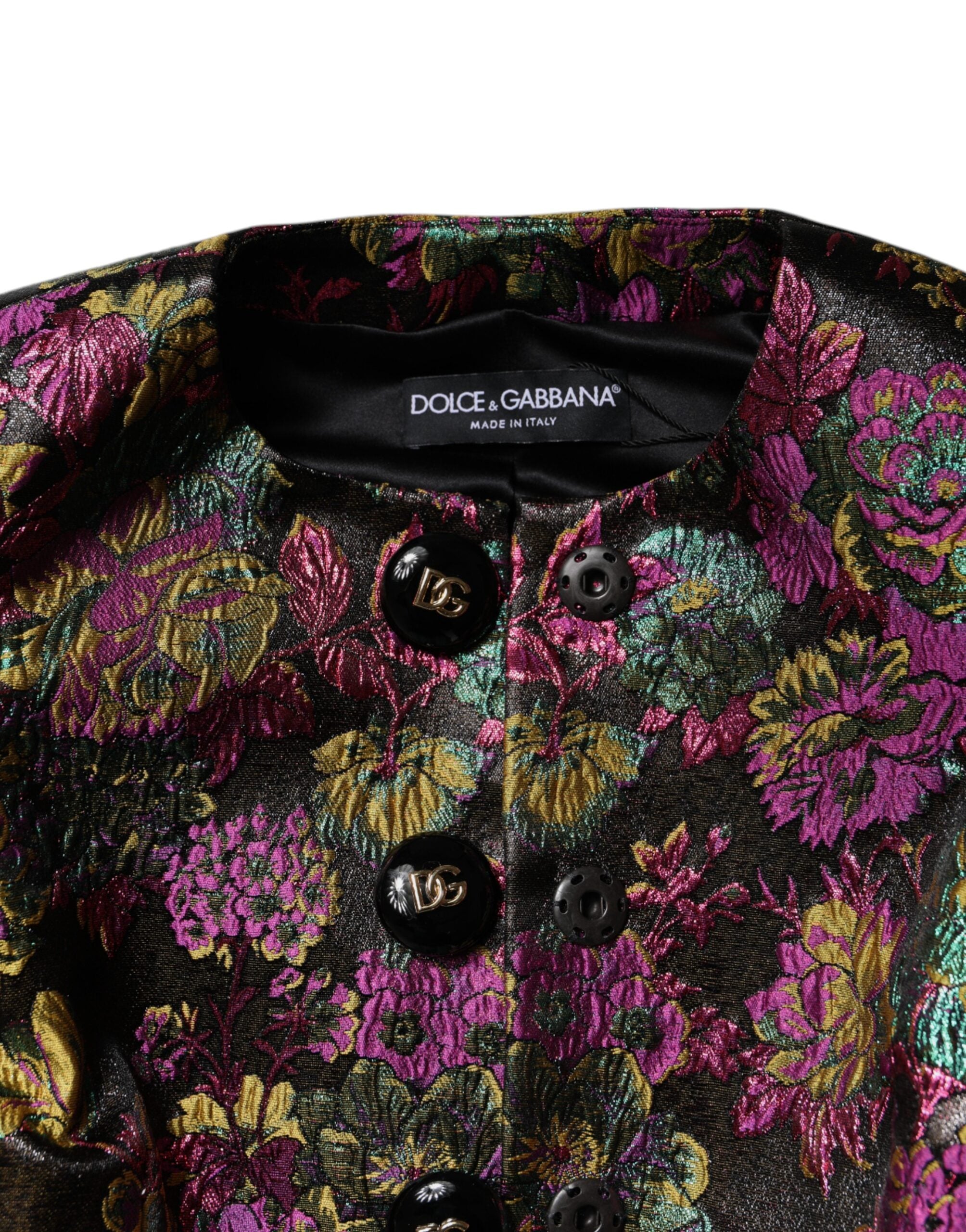 Dolce & Gabbana Multicolor Floral Jacquard Cropped Jacket -   -  Dolce & Gabbana.