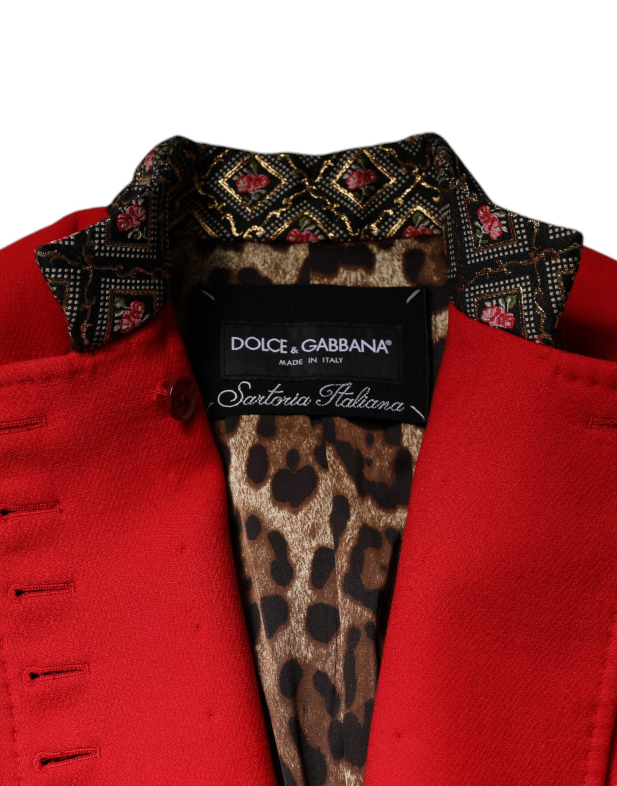 Dolce & Gabbana Red Jacquard Wool Women Trenchcoat Jacket -   -  Dolce & Gabbana.