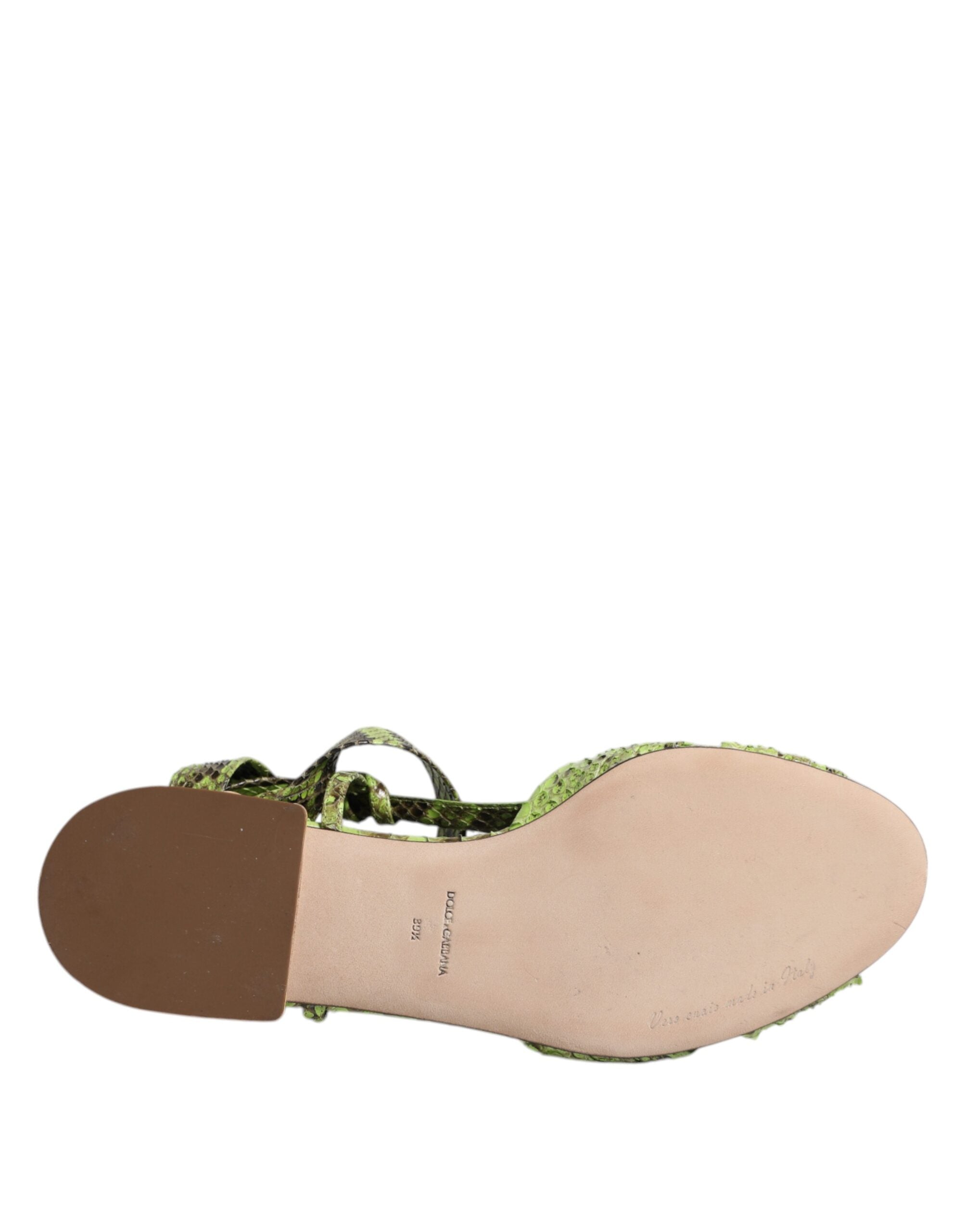 Dolce & Gabbana Green Animal Print Ankle Wrap Sandals Shoes -   -  Dolce & Gabbana.