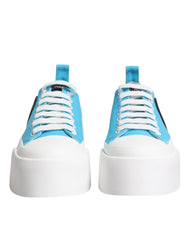 Dolce & Gabbana Blue White Canvas Logo Low Top Sneakers Shoes -   -  Dolce & Gabbana.