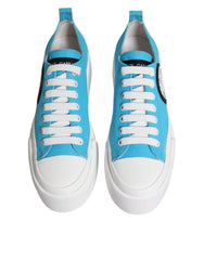 Dolce & Gabbana Blue White Canvas Logo Low Top Sneakers Shoes -   -  Dolce & Gabbana.