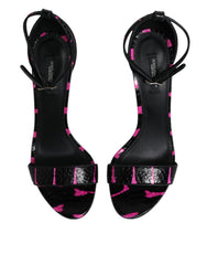 Dolce & Gabbana Black Fuchsia Leather DG Heels Sandals Shoes -   -  Dolce & Gabbana.