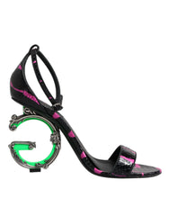 Dolce & Gabbana Black Fuchsia Leather DG Heels Sandals Shoes -   -  Dolce & Gabbana.