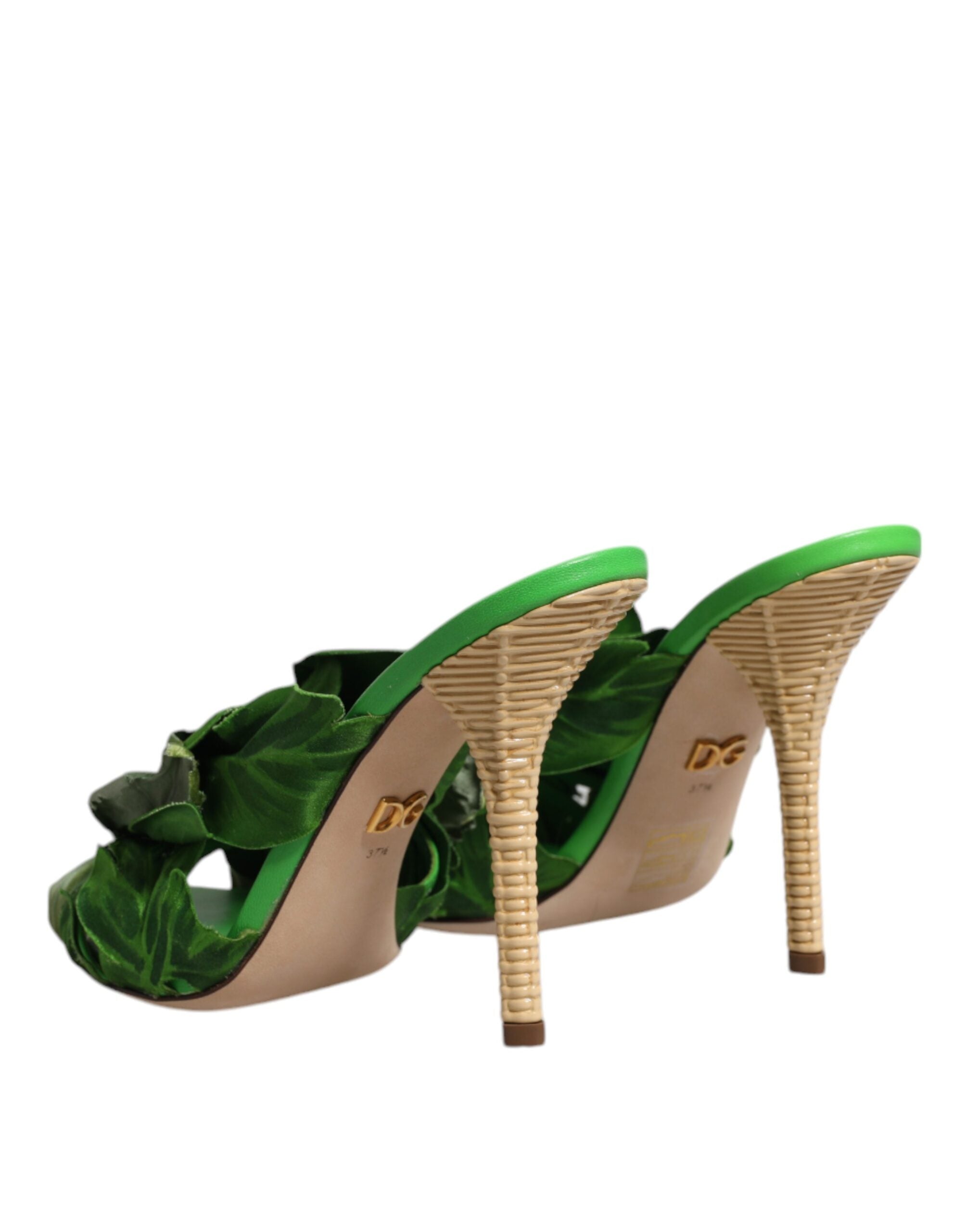 Dolce & Gabbana Green Crystal Slides KEIRA Sandal Shoes -   -  Dolce & Gabbana.