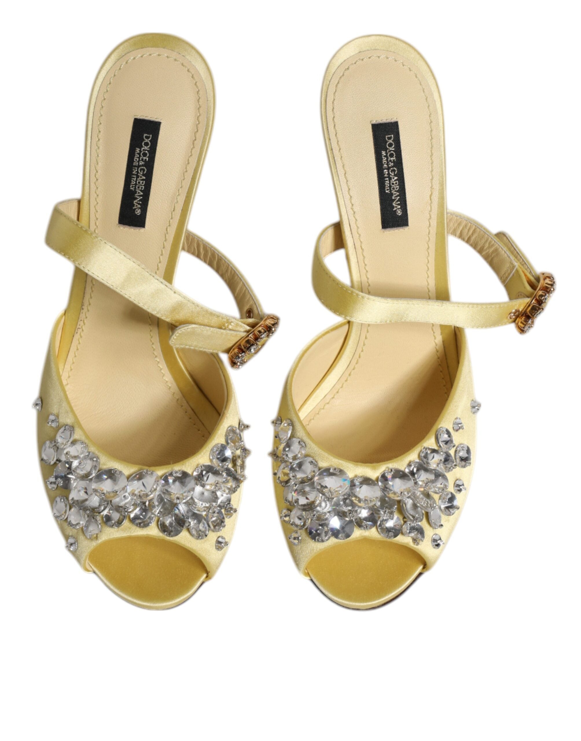 Dolce & Gabbana Yellow Crystal Slides KEIRA Sandals Shoes -   -  Dolce & Gabbana.