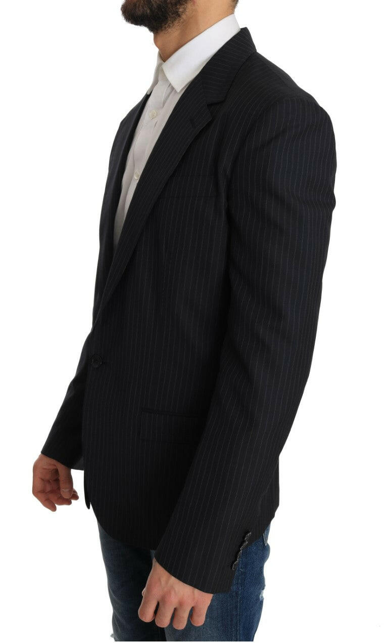Dolce & Gabbana Gray Striped Wool Jacket Coat Slim Blazer -   -  Dolce & Gabbana.