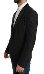 Dolce & Gabbana Gray Striped Wool Jacket Coat Slim Blazer -   -  Dolce & Gabbana.